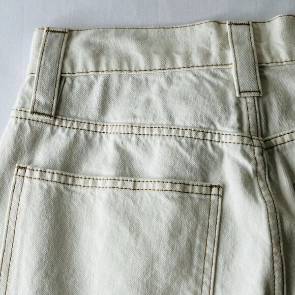 Frame Oversize Jeans in White Size 26 Tan Accent Wide Hem - Picture 8 of 14